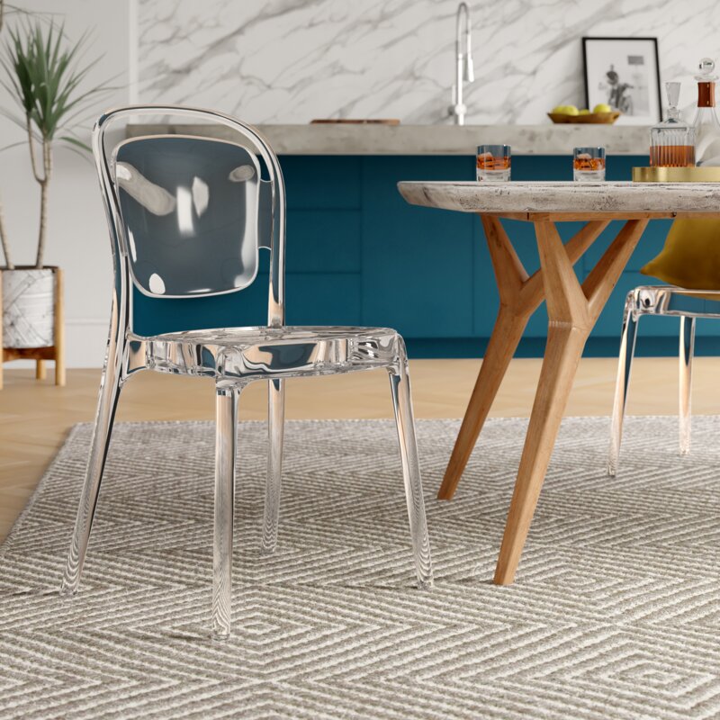 Clear Acrylic Dining Chair with Wood Table