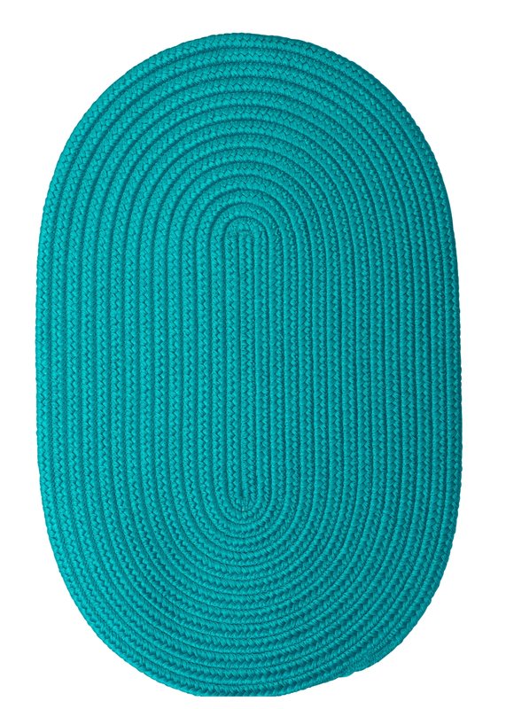 Solid Turquoise Outdoor Oval Area Rug