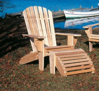 Cedar Adirondack Chair with Ottoman Set