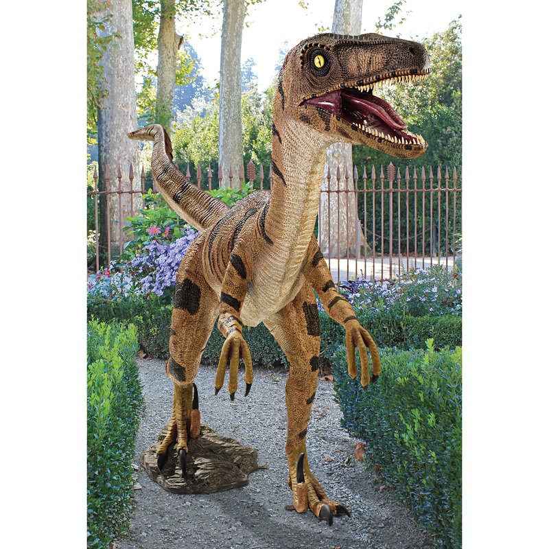 Velociraptor Life Size Garden Statue