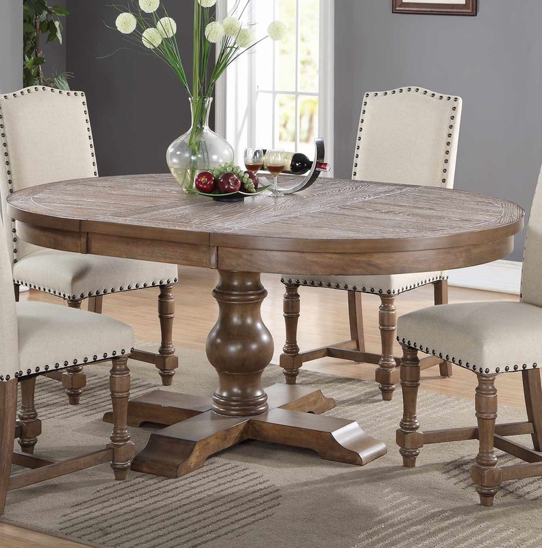 Round Oval Extendable Rustic Dining Table
