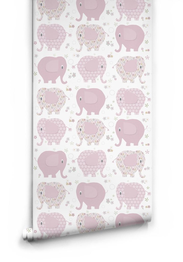 Pink Elephants Wallpaper by Muffin Mani for Milton King