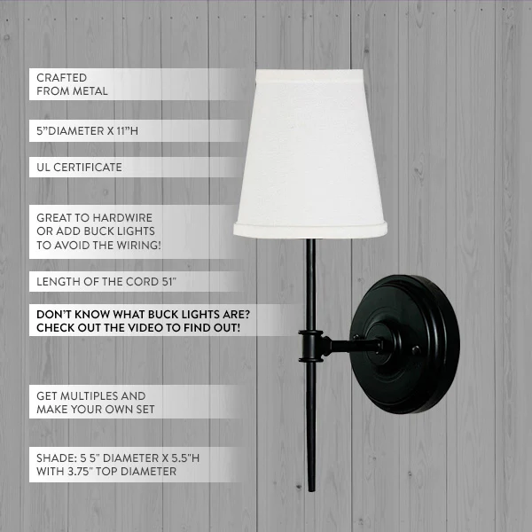 Black Metal Wall Sconce Lamp with Shade - Features
