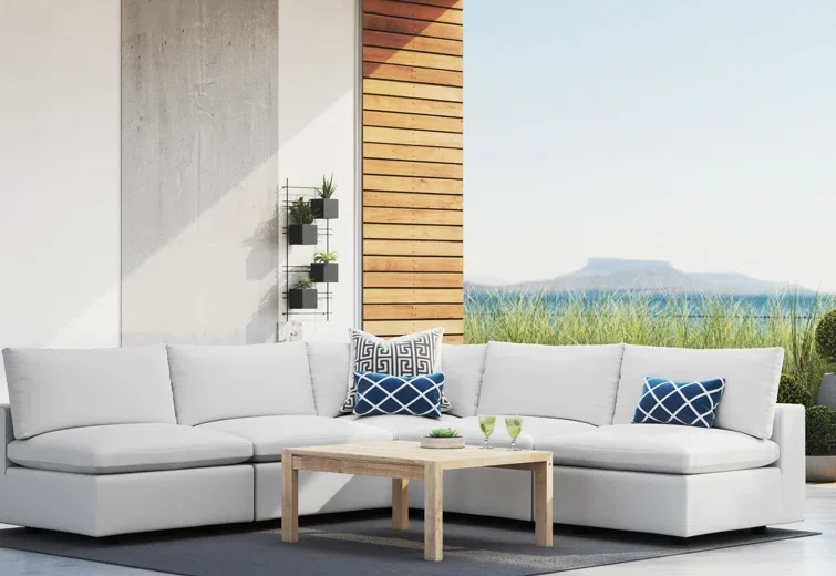 Modway 5-Piece Sunbrella® Outdoor Patio Sectional Sofa - White